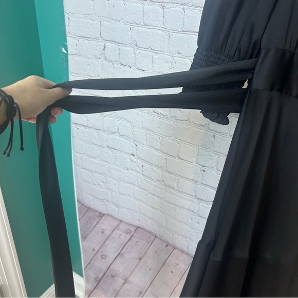 BA&SH Game Wrap Dress Noir Asymmetric Whimsigoth Midi size XS Dark romance emo - Picture 8 of 9